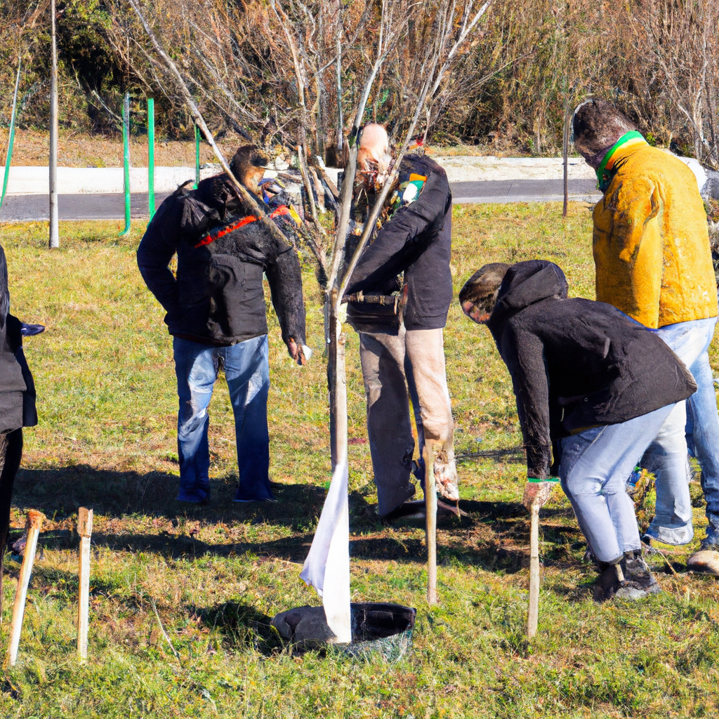 Persone che piantano alberi